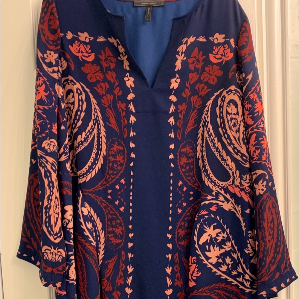 COPY - BCBG asymmetrical burgundy/Navy dress